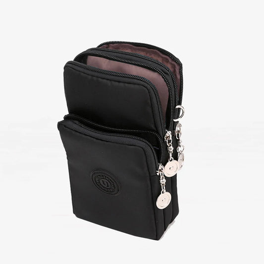 Bolso de nailon para teléfono móvil para mujer, monedero con correa, bandolera pequeña, cartera de viaje