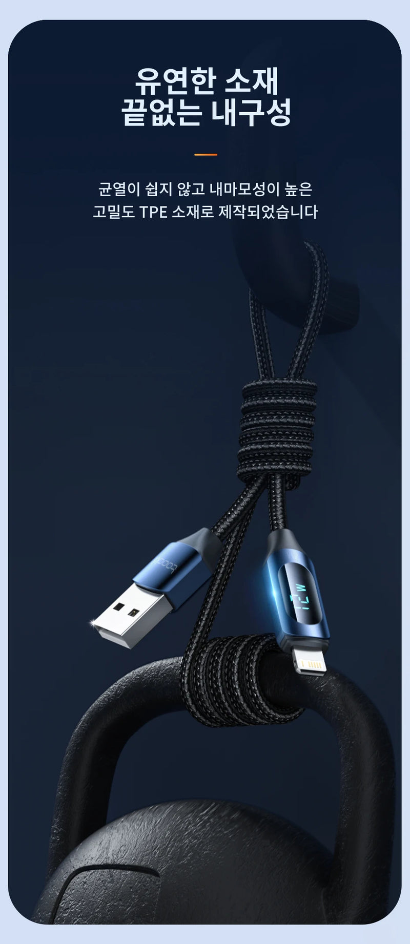 Toocki LED Display USB Cable For iPhone 14 13 12 11 Pro Max Fast Charger Charging Lightning 2.4A USB Wire Cord X XR 8 7 1m 2m