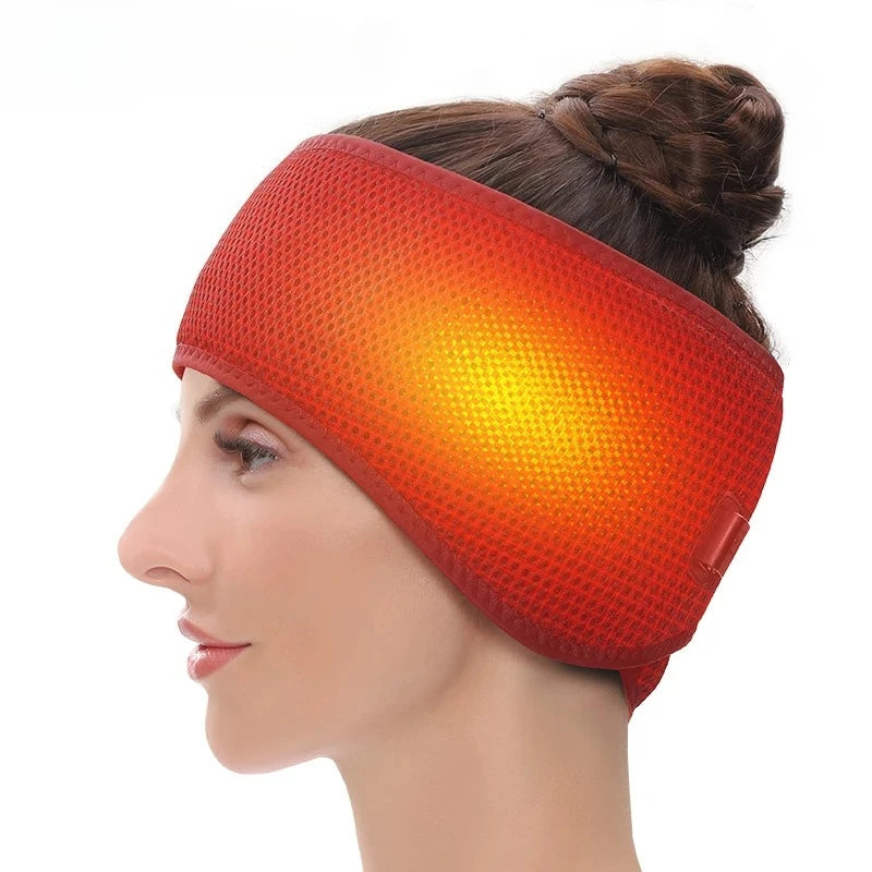 Electric Heating Head Wrap Headache Relief Headband Heated Head Belt Scalp 3 Temperature Levels for Migraines Relaxing