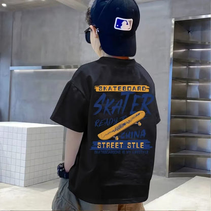 Nueva ropa de verano para niños, ropa de calle, camiseta con letras estampadas, camisetas de manga corta, ropa para niños y niñas, camisetas 100% de algodón para niños