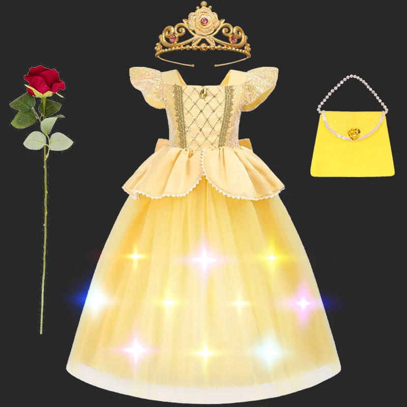 Children's Halloween Role Play Fairy Princess Belle Dress Xmas Carnival Masquerade Performance Birthday Party Fancy Girl Clothes