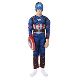 Superhero Captain America Muscle Costume Captain America Muscle Cosplay Jumpsuit Shield Christmas Carnival Party Costume for Kid