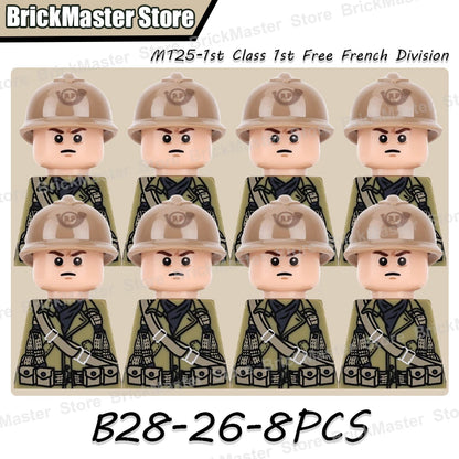 WW2 French Soldier Figure Building Blocks Military War Weapon Medical Officer Army Infantry Warrior Cavalry Gun Bricks Toy Gifts