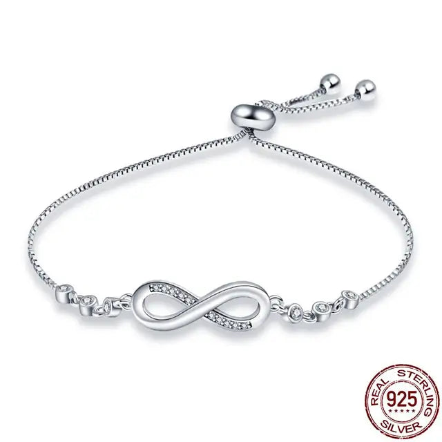 Original 925 Silver Bracelet Snake Chain 17-20 Evil Eye Heart Star Zircon For Charms Beads Pendant Anniversary Jewelry Making Gifts 