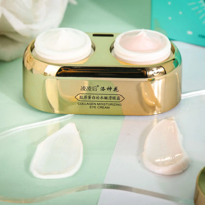 Crema de día para ojos de 40 g, crema de noche para ojos, doble cuidado de la piel, reduce las ojeras, reafirma el contorno de ojos, antiarrugas, hinchazón y cuidado de los ojos.