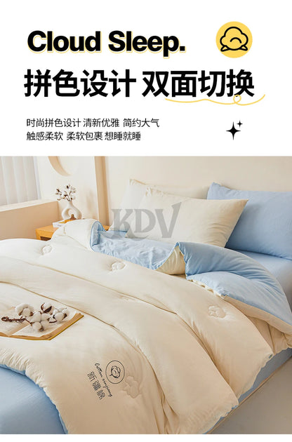 100% Cotton Filled Super Soft Autumn Winter Quilt Lightweight Fluffy Warm Duvets Core Grade A Comfort Quilted Double Comforter