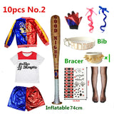 Harley Quinn Cosplay Suicide Squad Harleen Quinzel Kids Girls T-Shirt Joker Jacket Halloween Costume