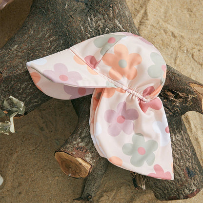 Trajes de baño de verano para niñas y niños pequeños, de manga larga, con estampado floral/tropical, con cremallera y sombrero.