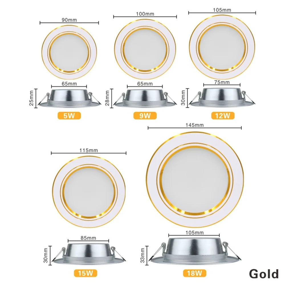 O teto Recessed redondo do brilho 10Pcs alto conduziu o teto Recessed Downlight do quarto interno comercial do ponto 220V 5W 9W 12W15W 18W Entrega rápida 6-9 dias de entrega livre