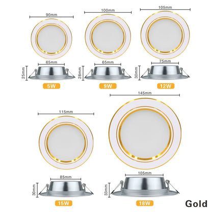 O teto Recessed redondo do brilho 10Pcs alto conduziu o teto Recessed Downlight do quarto interno comercial do ponto 220V 5W 9W 12W15W 18W Entrega rápida 6-9 dias de entrega livre