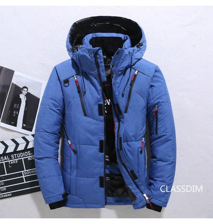 New Winter Men Hooded Casual  Puffer Jackets White Duck Down Coats High Quality Male Outdoor Windproof Warm Winter Parkas Size 5