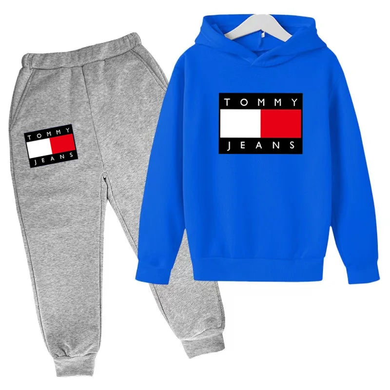 Children's Autumn/Winter Hoodie Creative Color Sweatshirt Top + Pants 2PC Coat Boys Girls Preschool 3-12Y Sunshine Sports Casual Set