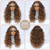 Black Brown Curly Wig Synthetic Lace Front Wigs For Women Blonde Orange Female Lace Wig 13X4.5X1 Cosplay Hair Daily Use