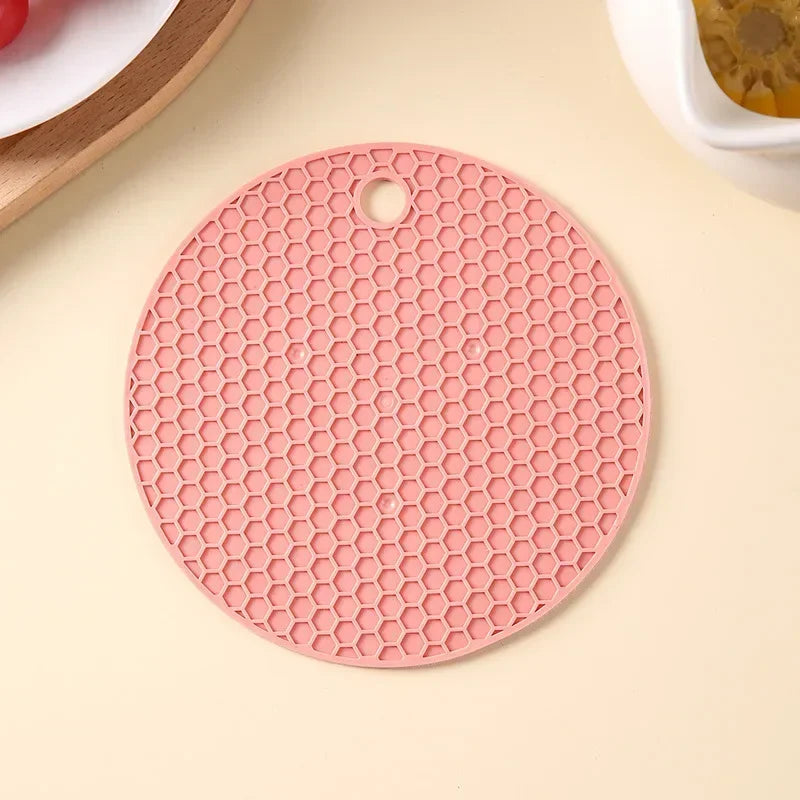 Silicone Round Teacup Mat Table Insulation Mat Dish Non-slip Placemat High Temperature Light Luxury Anti-scalding Casserole Mat