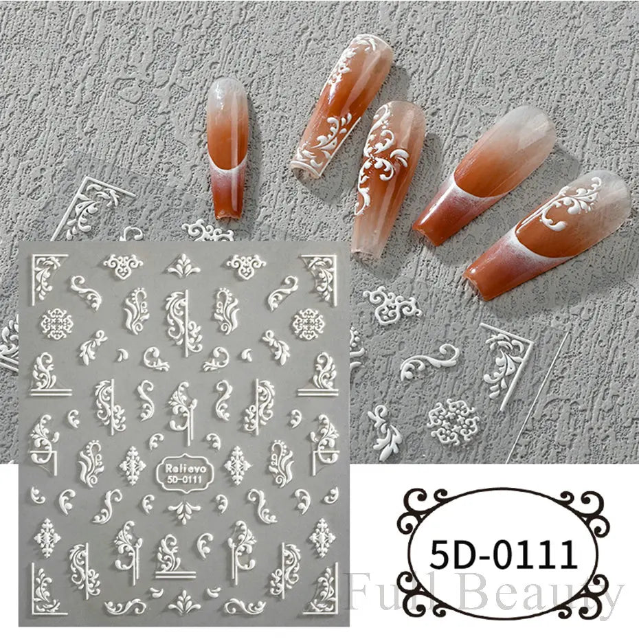 Stickers for Nails Marine Punk Black Line Design Art Slider Party Cool Decoration Adhesive Decal Emboss DIY Manicure Accessories