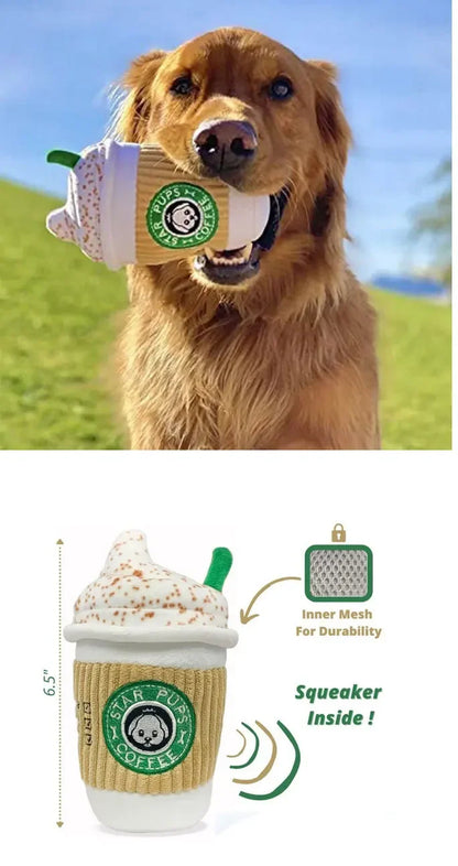Juguete de peluche para perro, batido de leche, juguete masticable, chirriador ruidoso, relleno de algodón, juego interactivo para cachorros, ayuda para la dentición, juguete divertido y duradero.