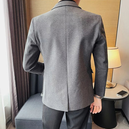 Tweed Men's Suit Jackets Single Breasted Male Blazer Gray Fashion 2024 Luxury Designer Menswear Coat Korean Style Clothes Casual