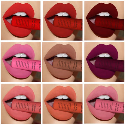 Lápiz labial líquido mate resistente al agua, brillo labial aterciopelado de larga duración, tubo mate nude, pigmento rojo, negro, maquillaje, lápices labiales cosméticos. 
