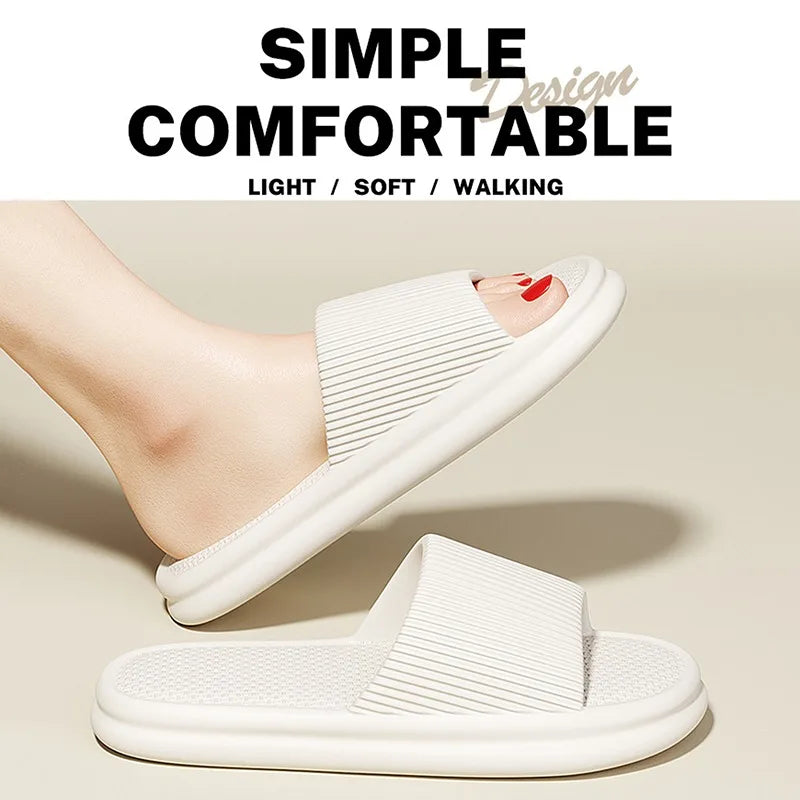 Fashion Men's Women's Sandals Anti-Slip Wear-Resistant EVA Thick Sole Comfortable Home Slippers Bathroom Bath Flip-Flops