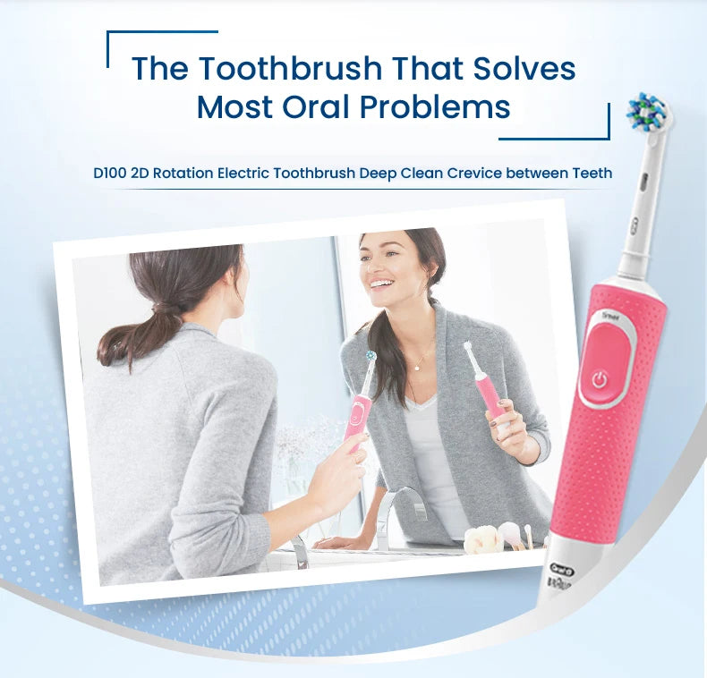 Cepillo de dientes eléctrico Oral B D100 2D Vitality, resistente al agua, con cargador inductivo y temporizador.