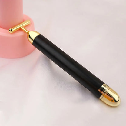 Barra de belleza facial adelgazante de oro de 24 quilates, masajeador facial reafirmante con pulso, herramienta vibratoria para reafirmar la piel y eliminar arrugas.