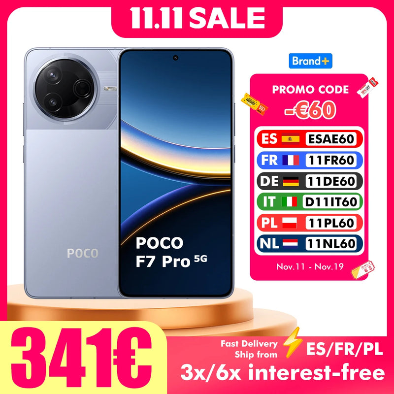 POCO F7 Pro 5G 12GB 256GB 512GB NFC Global Version Cellphone without Charger
