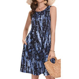 Fashion Elegant Tie Dye Striped 3D Print Dress For Summer 2025 Women's Plus Size Clothing Sundress Loose Sleeveless Vest Dresses