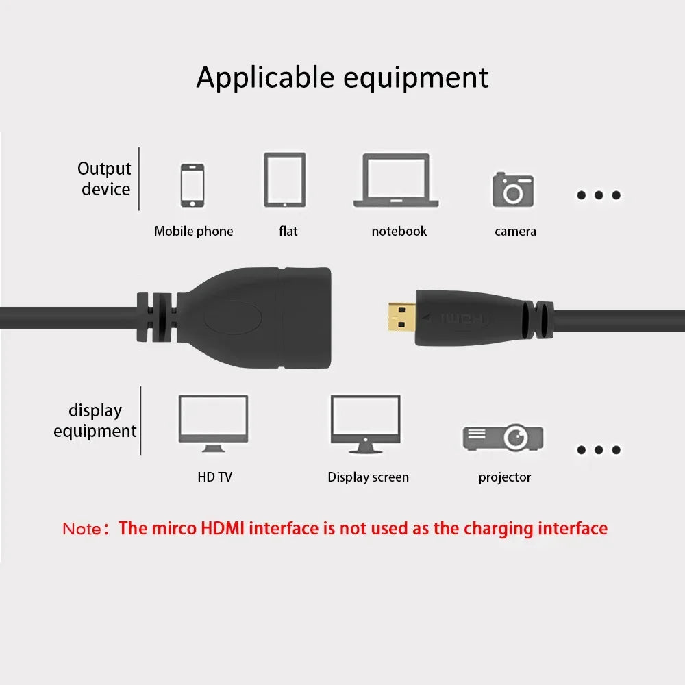 6 Inch Micro HDMI-compatible Cable Male To HD Female Adapter Convertor 15cm Micro-HDMI to HDMI-compatible Extension Cable