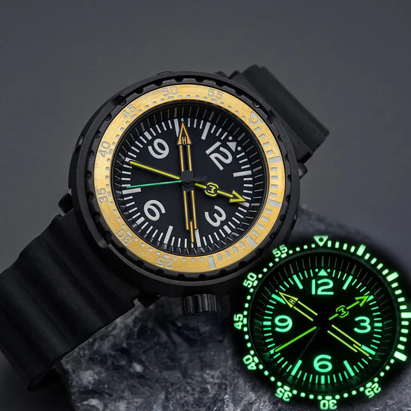 Men's Automatic Watches Head Men Dive Watch 100m Waterproof Automatic Wristwatch C3 Luminous Sapphire Crystal Stainless Steel