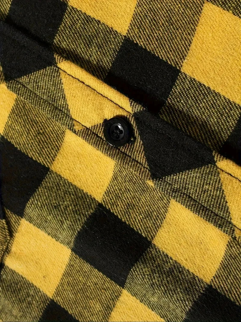 Camisa a cuadros con capucha de moda juvenil para hombre, camisa de manga larga ajustada, camisa informal de viaje para parejas, camisa deportiva para hombre, chaqueta