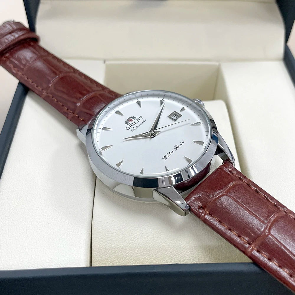 Orient Automatic Men's Watch, Black Dial Stainless Steel Band, Water Resistant Classic Business Wristwatch with Date Display