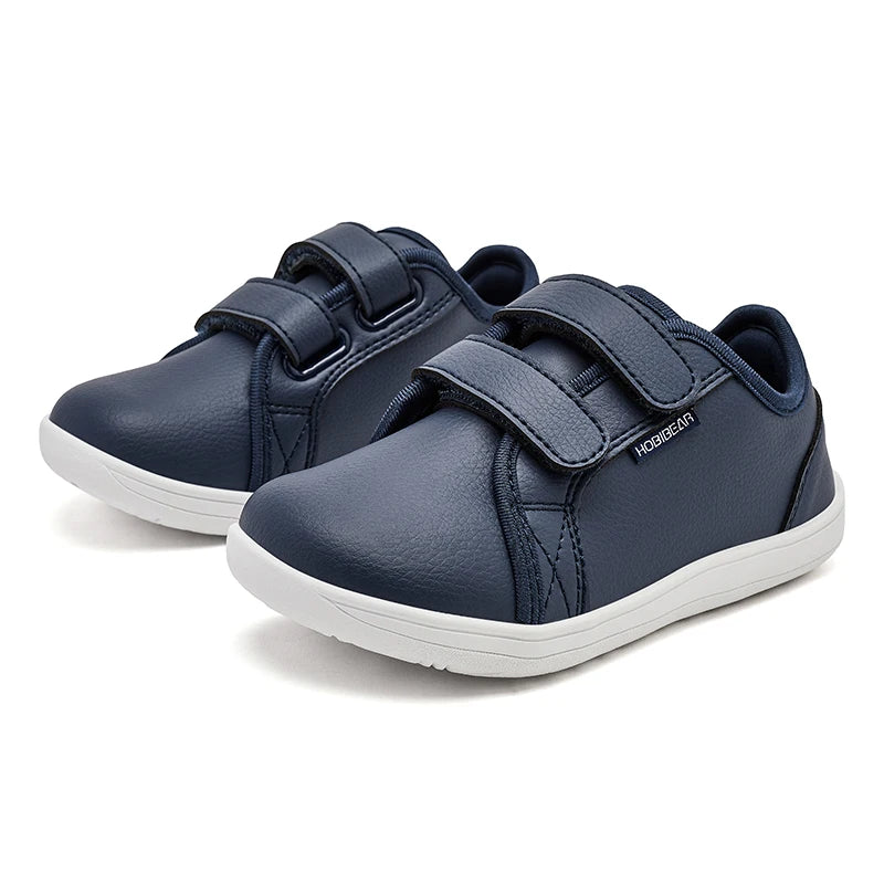 HOBIBEAR Kids Barefoot Shoes Little/Big Kid Wide Toe Minimalist Sneakers Lightweight Hook and Loop Artificial Leather Shoes