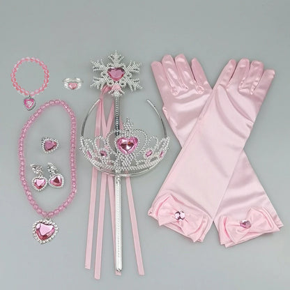 Girls Cosplay Elsa Anna Princess Crown Magic Wand Costume Headband Party Rhinestone Hair Bands For Kids Hairband Gifts Toys