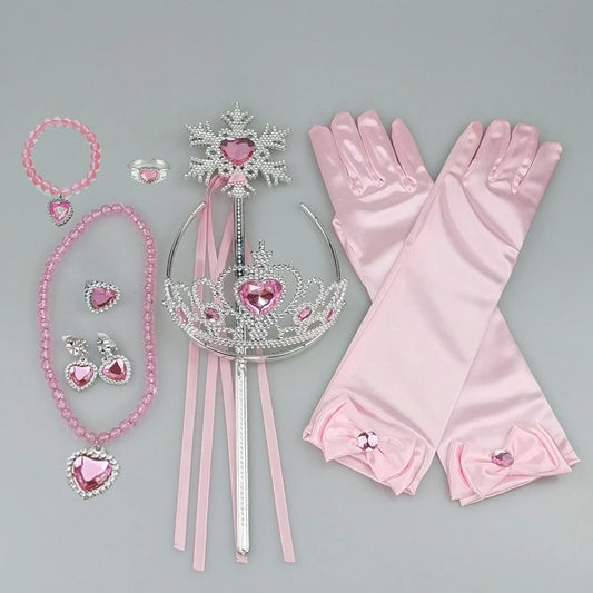 Girls Cosplay Elsa Anna Princess Crown Magic Wand Costume Headband Party Rhinestone Hair Bands For Kids Hairband Gifts Toys