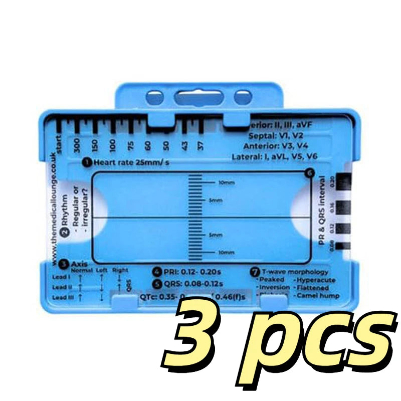 ECG 7 Step Ruler, Ruler Card for ECG/EKG Interpretation, Portable Pocket ECG EKG Reference Guide with Sheath, Emergency tool