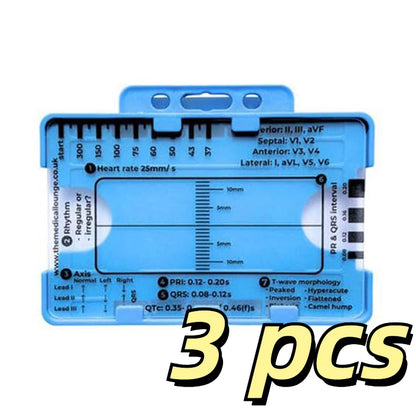 ECG 7 Step Ruler, Ruler Card for ECG/EKG Interpretation, Portable Pocket ECG EKG Reference Guide with Sheath, Emergency tool