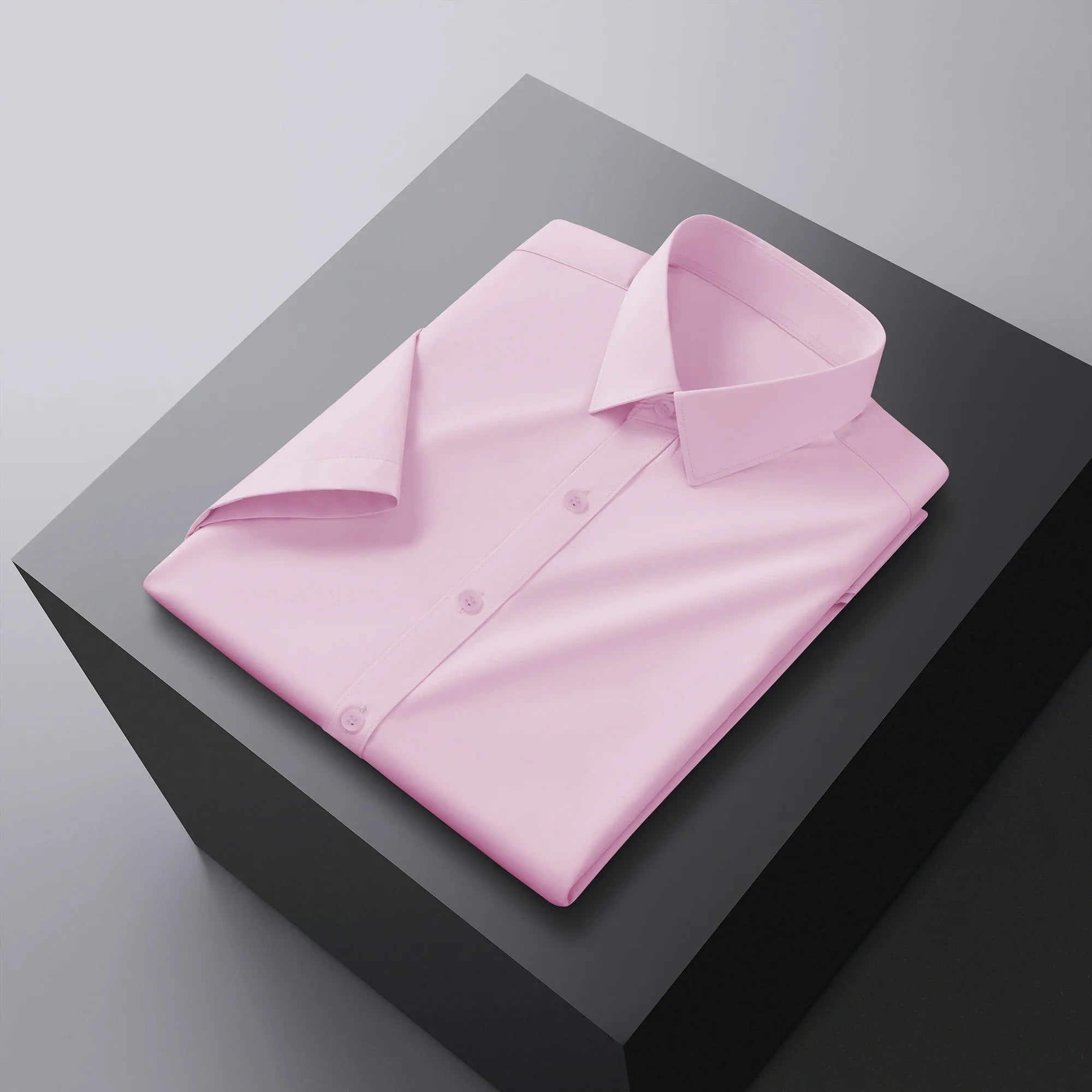 Men's Business Casual Solid Color Short Sleeve Shirt Summer Fashion No Ironing Comfortable Versatile Top for Men