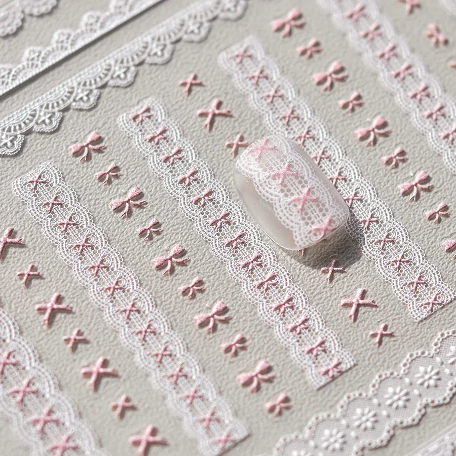 Japanese Punk Style Black Rabbit & Dark Butterfly Nail Stickers 5D Pearl Nail Art Decal Design Manicure Tool High Quality