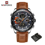 New NAVIFORCE Watches for Men Leather Men's Military Sport Waterproof Watch Quartz Wristwatch Chronograph Male Clock