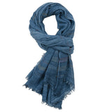 Bufanda de moda para hombre, de algodón y lino, con hilo teñido a rayas, con borlas, chal largo, accesorios para otoño e invierno.