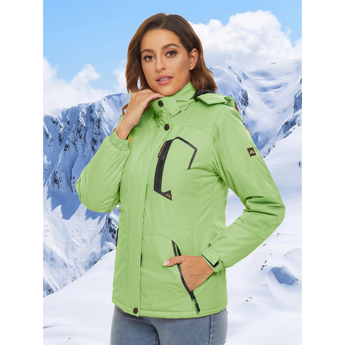 MAGCOMSEN Women's Warm Winter Fleece Lined Hooded Jackets Snowboard Coats Waterproof Ski Jacket Snow Hiking Outdoor Parkas
