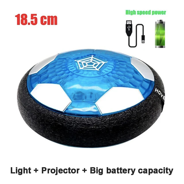 Bola de futebol elétrica Hover com projetor de luz LED Brinquedos suspensos de futebol Almofada de ar deslizante Espuma flutuante Presente infantil
