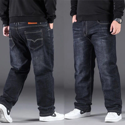 Mens Large Size Black Jeans 10XL Oversize High Waist Loose Trousers Husband Plus Size Loose Denim Trousers Blue Male Denim Pants