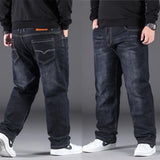 Mens Large Size Black Jeans 10XL Oversize High Waist Loose Trousers Husband Plus Size Loose Denim Trousers Blue Male Denim Pants