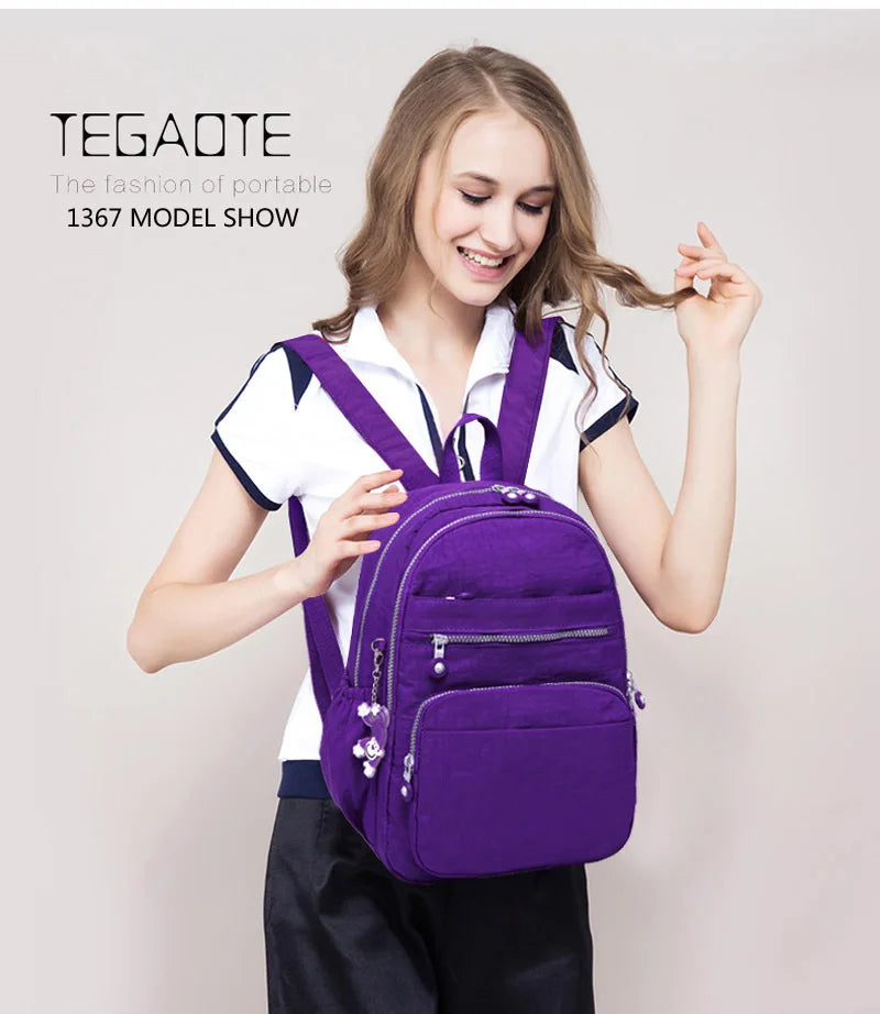 Popular Backpack Women Nylon waterproof bookbag Female Travel bagpack Climbing Packbag Multiple pockets Schoolbag Girls tote