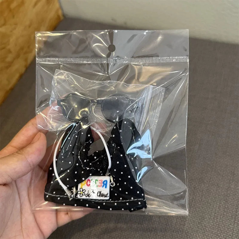 For 17cm Labubu Doll Luxury Brand Design DIY Accessories Dress Sweater Overalls T-shirt Hat Set For Labubu Trendy Clothing Gift