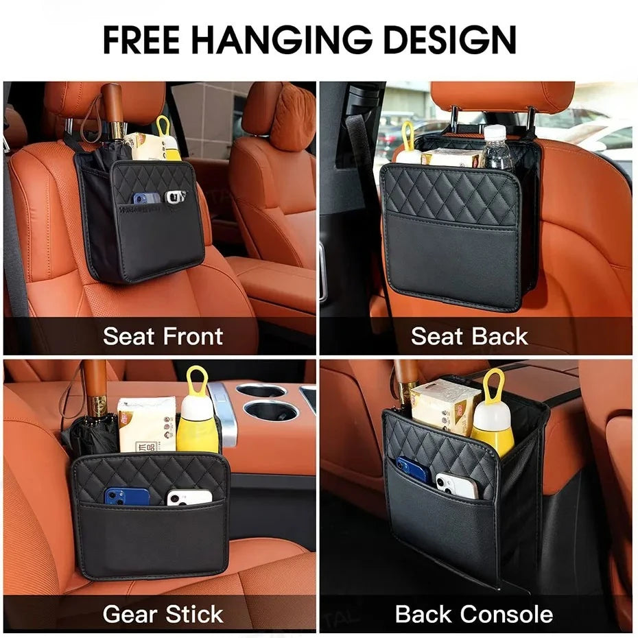 Car Seat Back Storage Box Universal Hanging Headrest Organizer Foldable Storage Pocket for Phone Umbrella Tissue Holder