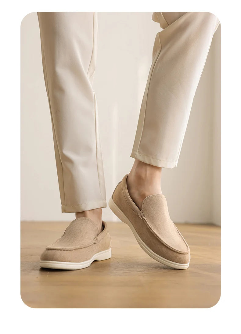 Men Flat Loafers 2025 Frosted Suede Flat Shoes Comfortable Non Slip Fashion Loafers Lightweight Trendy Outdoor Casual Shoes