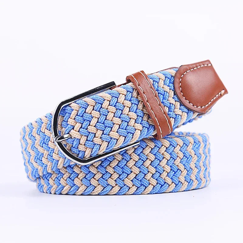 107/120/130cm UNISEX Casual Knitted Pin Buckle Women Belt Woven Canvas Elastic Expandable Braided Stretch Jeans Belts for Men