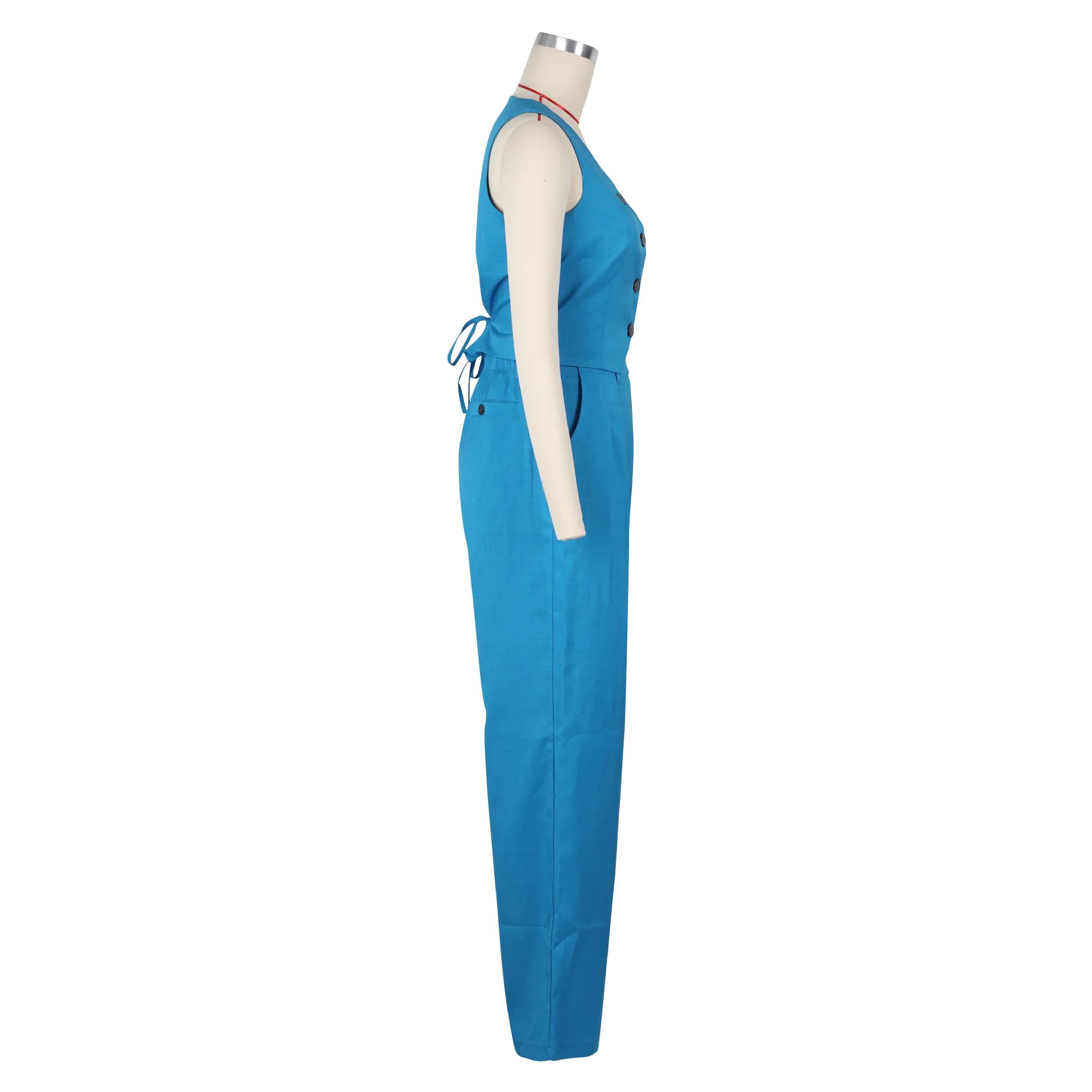 Fashion Sleeveless Vest Pants Women's Solid Color Suit Spring Summer V-Neck Ultra Short Top + Slim Pants Female Office 2 Piece Set